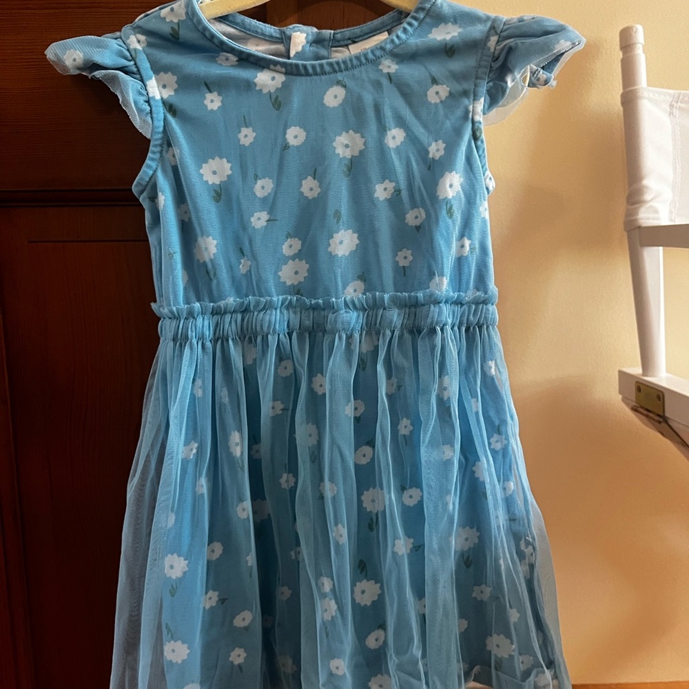 Hanna Andersson Blue Ruffled Sundress with Flutter Sleeves